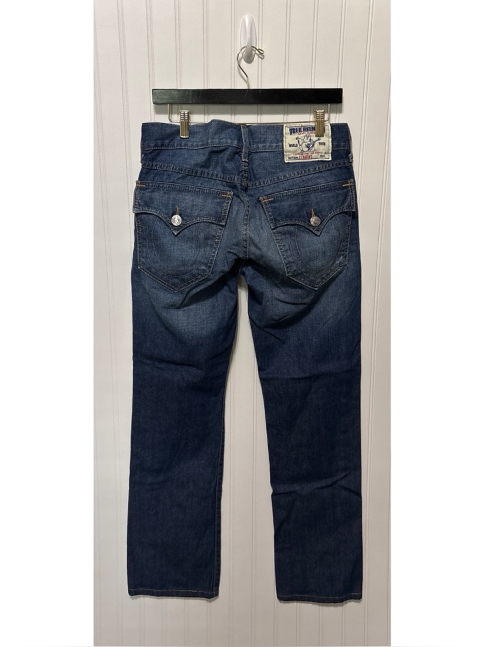 TRUE RELIGION Vintage Y2K Straight Medium Blue Label Jeans Mens Size 31 x 32